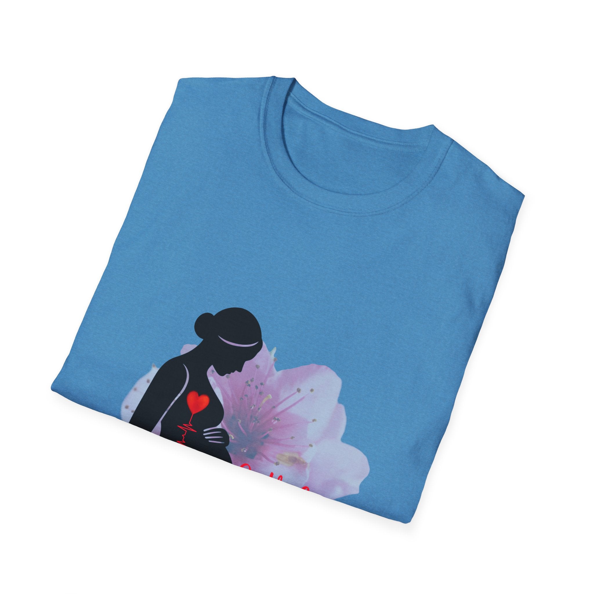 Pregnant Mom Silhouette T-Shirt | Heart Baby Love Maternity Design