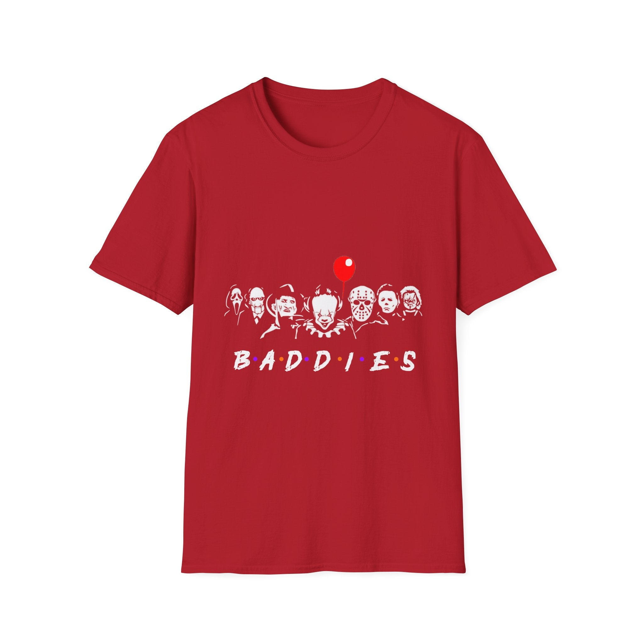 Baddies Graphic T-Shirt, Unisex Tee for Horror Lovers, Perfect for Halloween, Movie Nights, Gift for Friends, Casual Wear