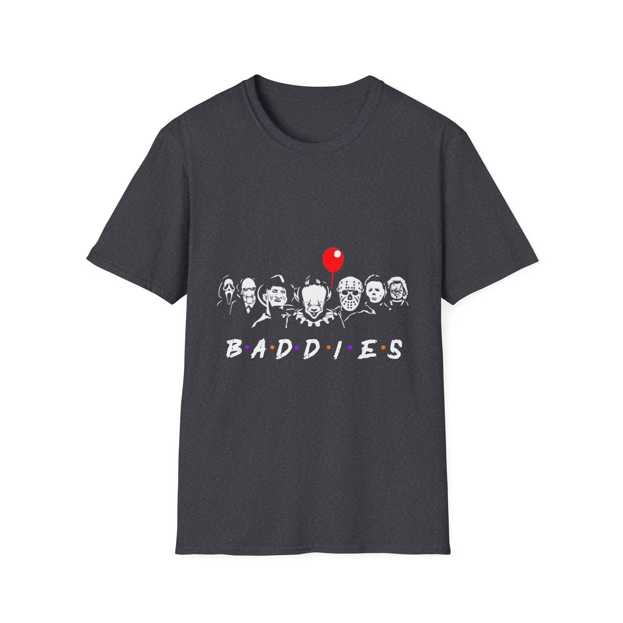 Baddies Graphic T-Shirt, Unisex Tee for Horror Lovers, Perfect for Halloween, Movie Nights, Gift for Friends, Casual Wear