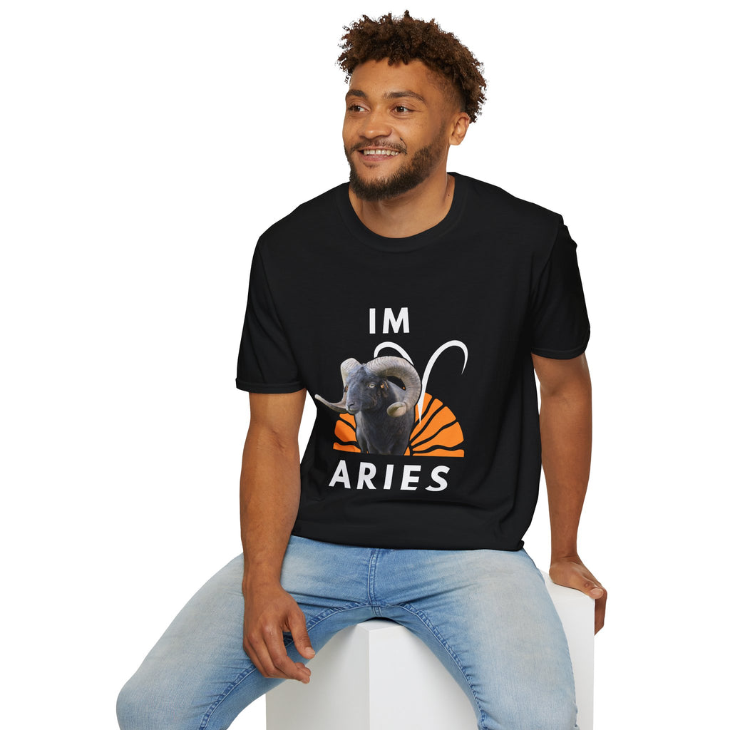 Aries Ram T-Shirt — “I’m Aries” Zodiac Tee with Pros & Cons Backprint