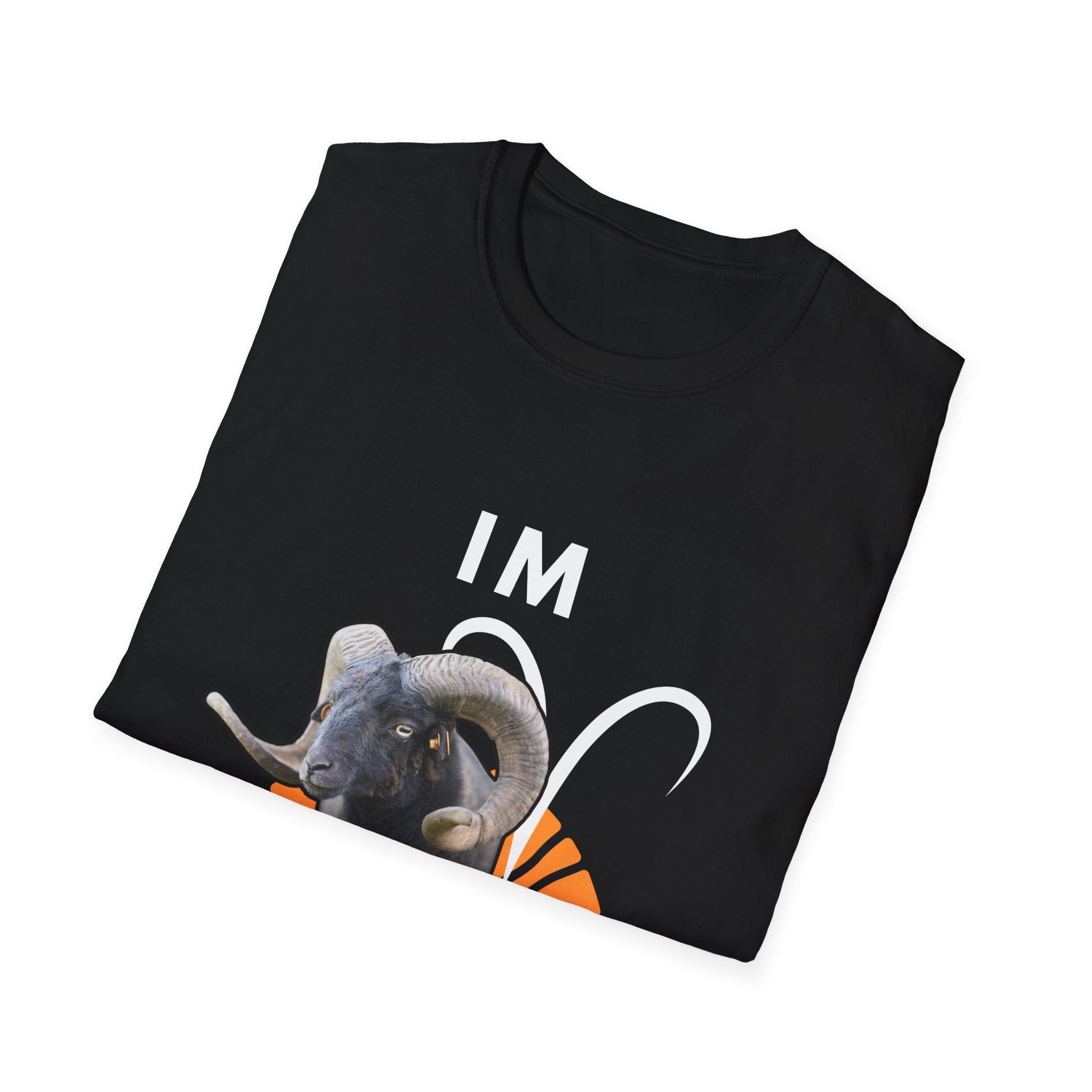 Aries Ram T-Shirt — “I’m Aries” Zodiac Tee with Pros & Cons Backprint