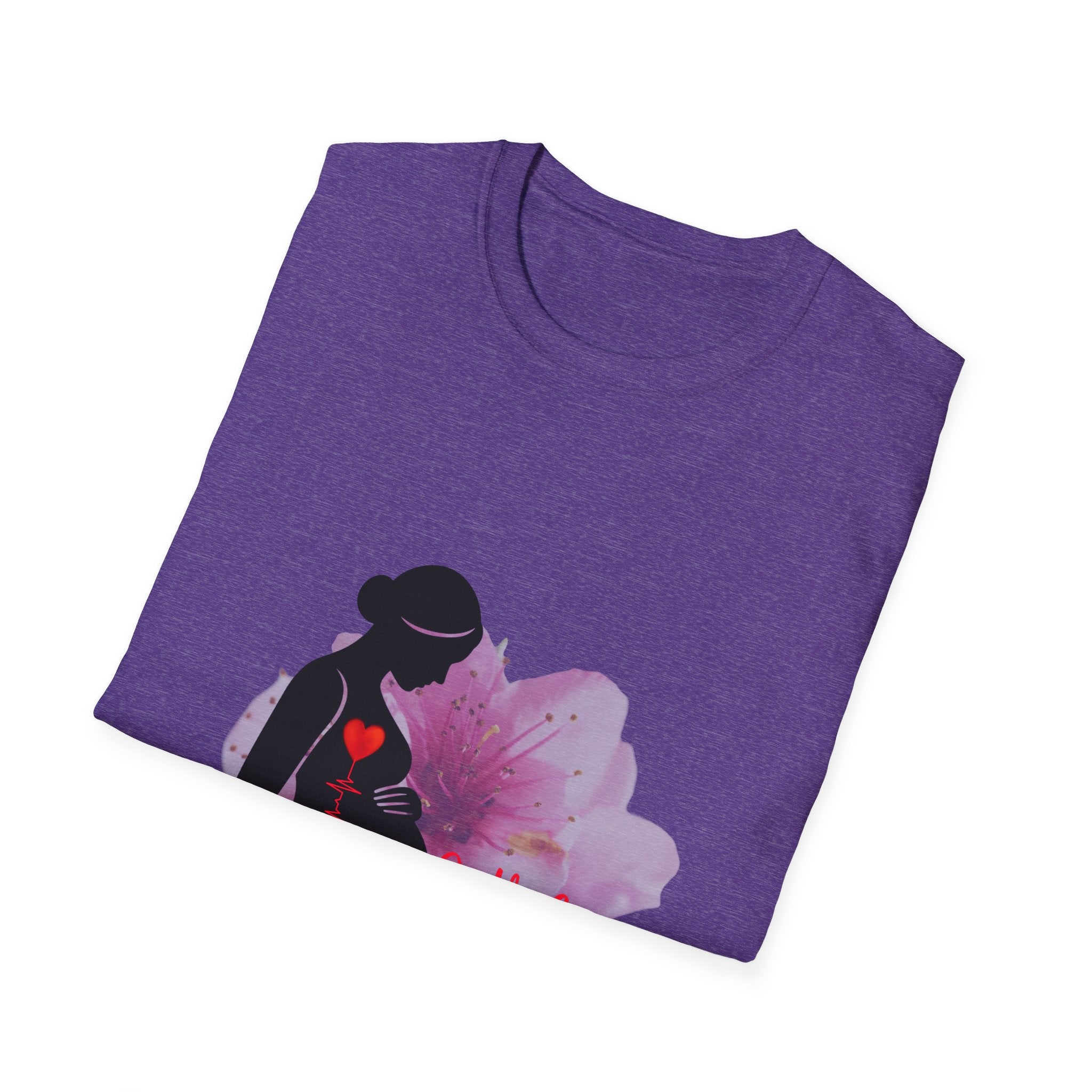 Pregnant Mom Silhouette T-Shirt | Heart Baby Love Maternity Design