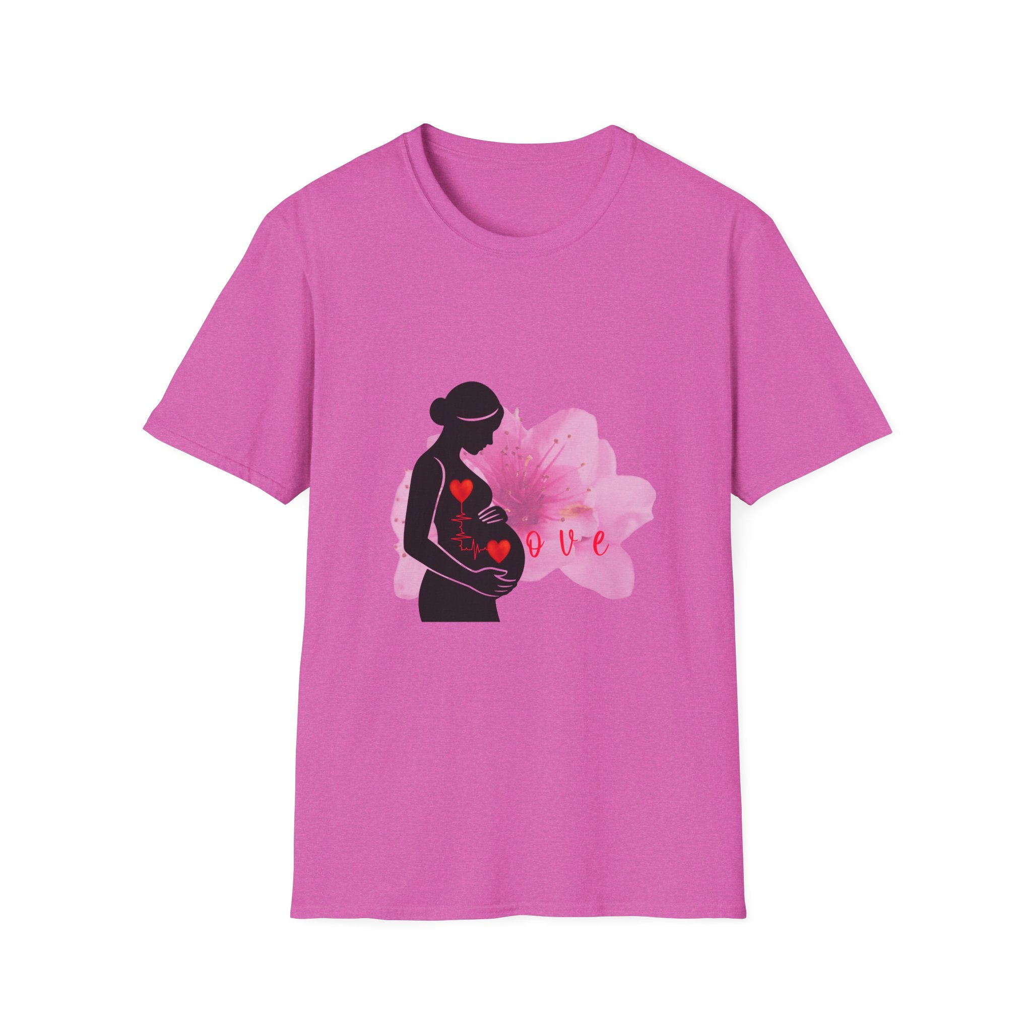 Pregnant Mom Silhouette T-Shirt | Heart Baby Love Maternity Design