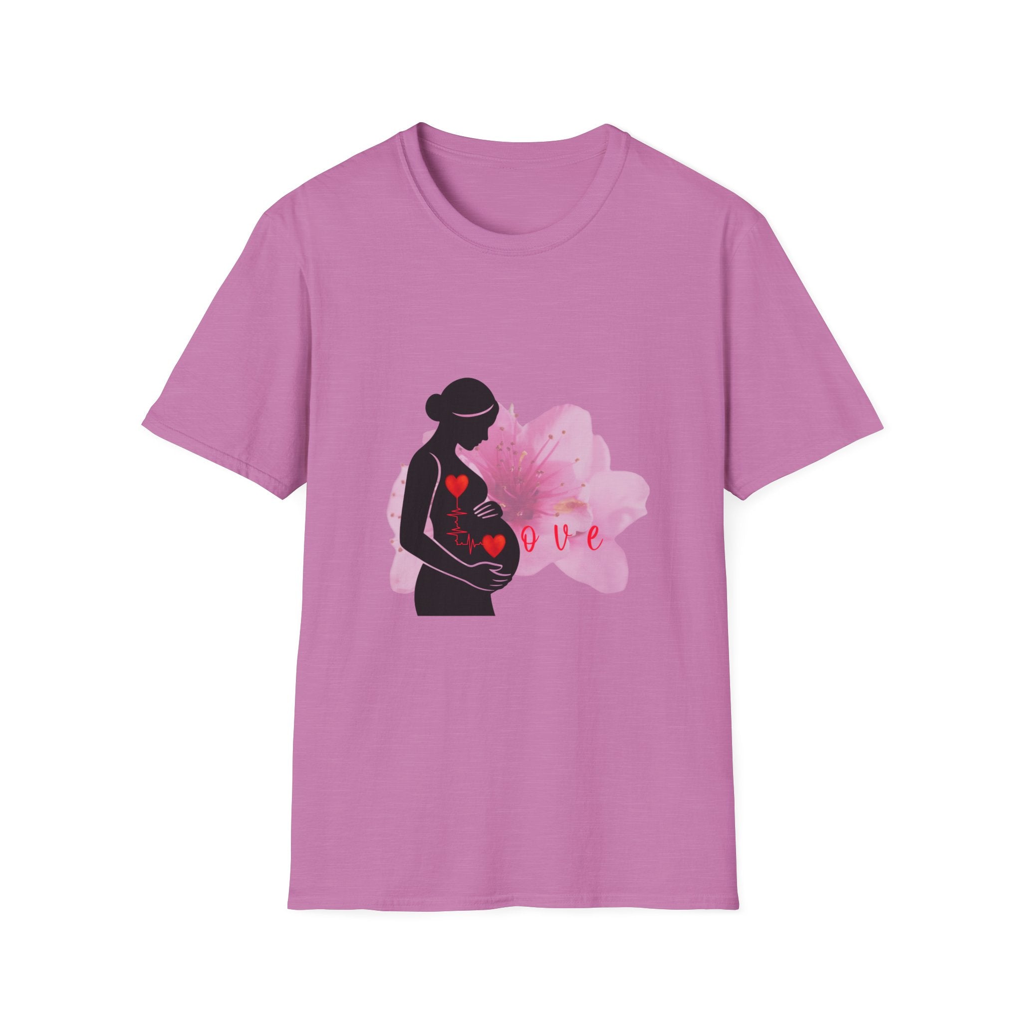 Pregnant Mom Silhouette T-Shirt | Heart Baby Love Maternity Design
