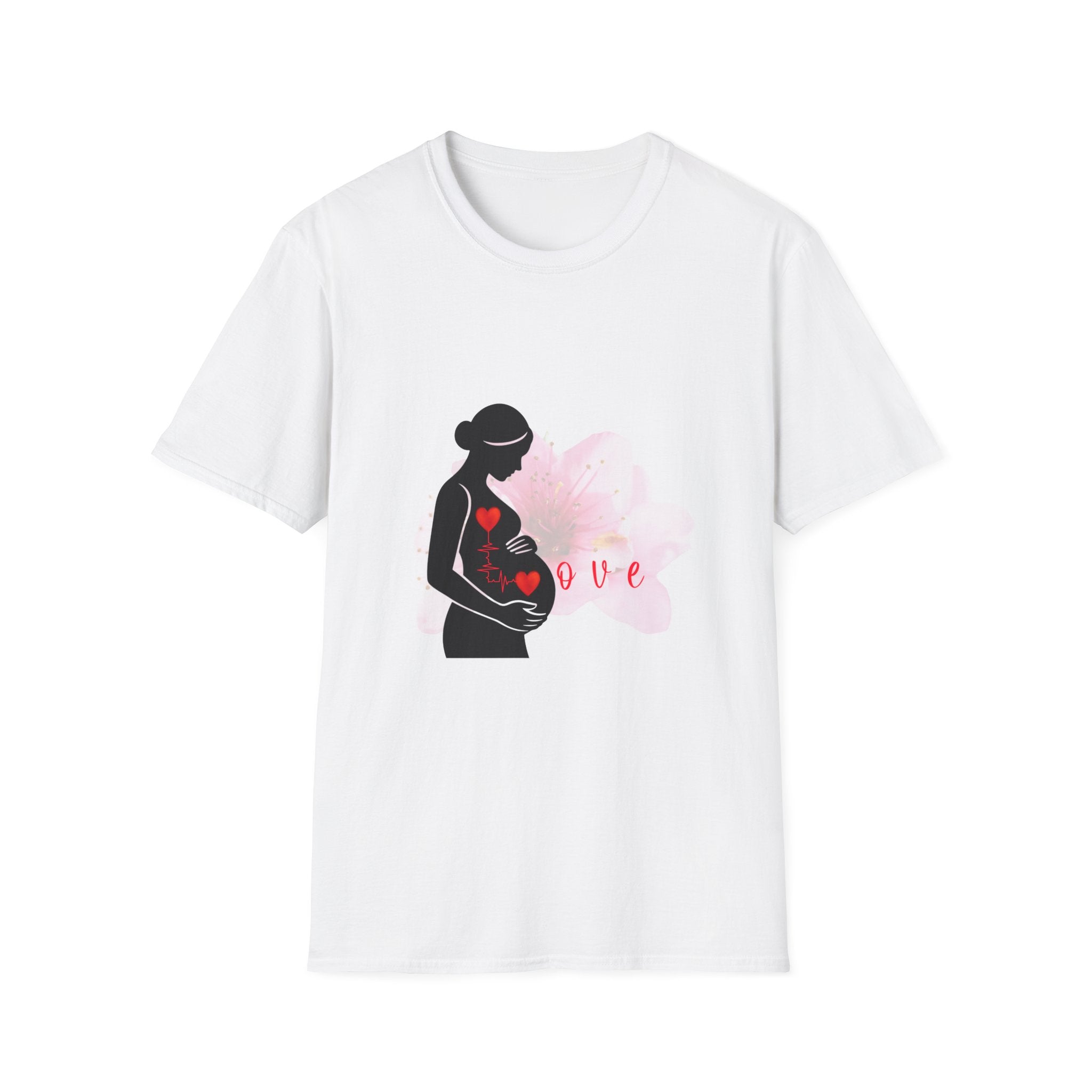 Pregnant Mom Silhouette T-Shirt | Heart Baby Love Maternity Design
