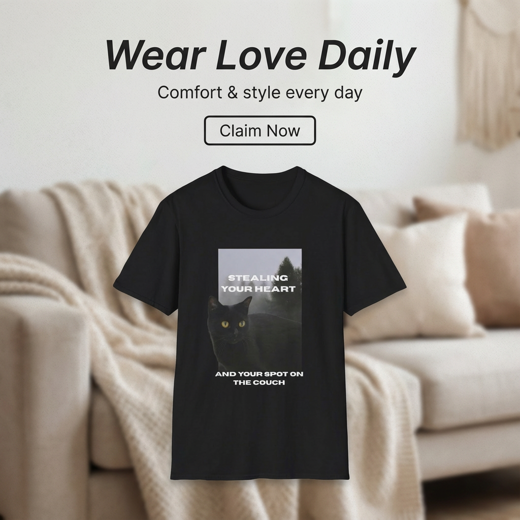 Stealing Your Heart Cat T-Shirt, Funny Cat Lover Gift, Pet Owner Tee, Cozy Everyday Wear, Birthday Present for Cat Lovers