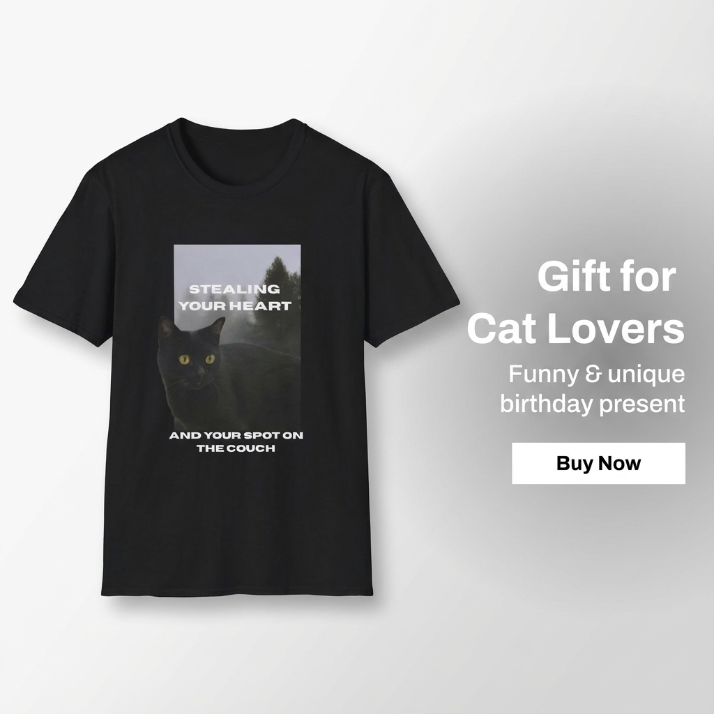 Stealing Your Heart Cat T-Shirt, Funny Cat Lover Gift, Pet Owner Tee, Cozy Everyday Wear, Birthday Present for Cat Lovers
