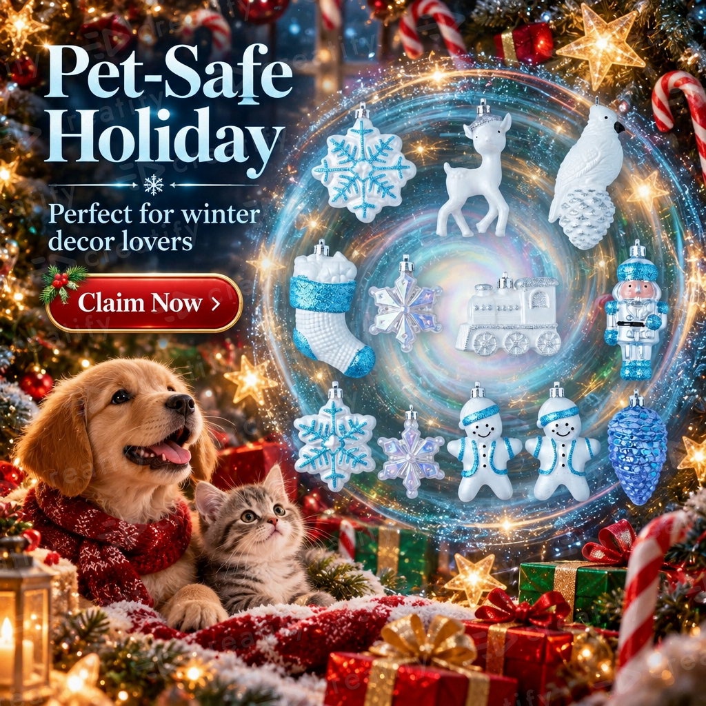 Christmas Tree Ornaments 12 Pack Plastic Winter Figures, Unique