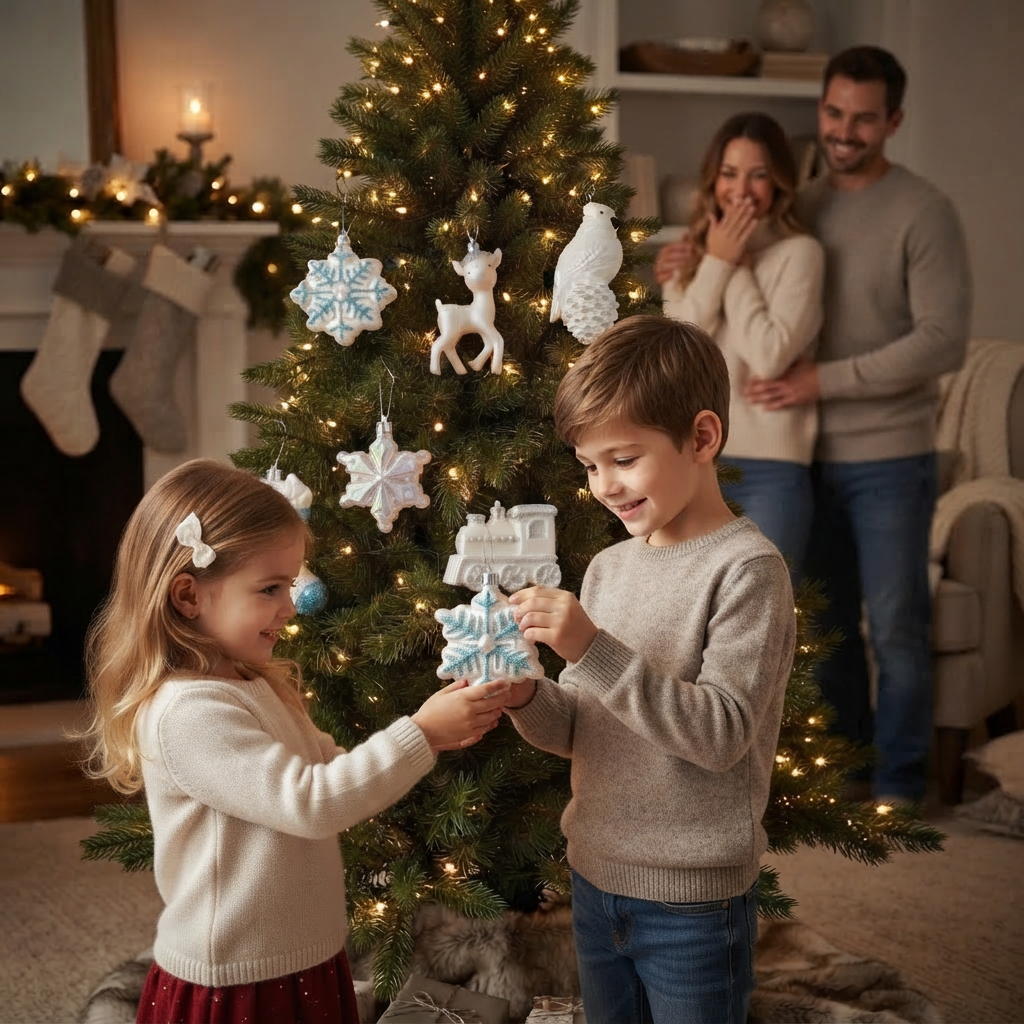 Christmas Tree Ornaments 12 Pack Plastic Winter Figures, Unique