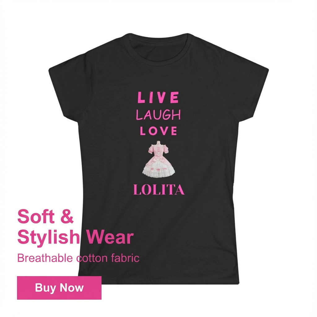 Live Laugh Love Lolita Women's Softstyle Tee | Cute Casual Shirt, Trendy Gift, Everyday Wear, Anime Lover Apparel